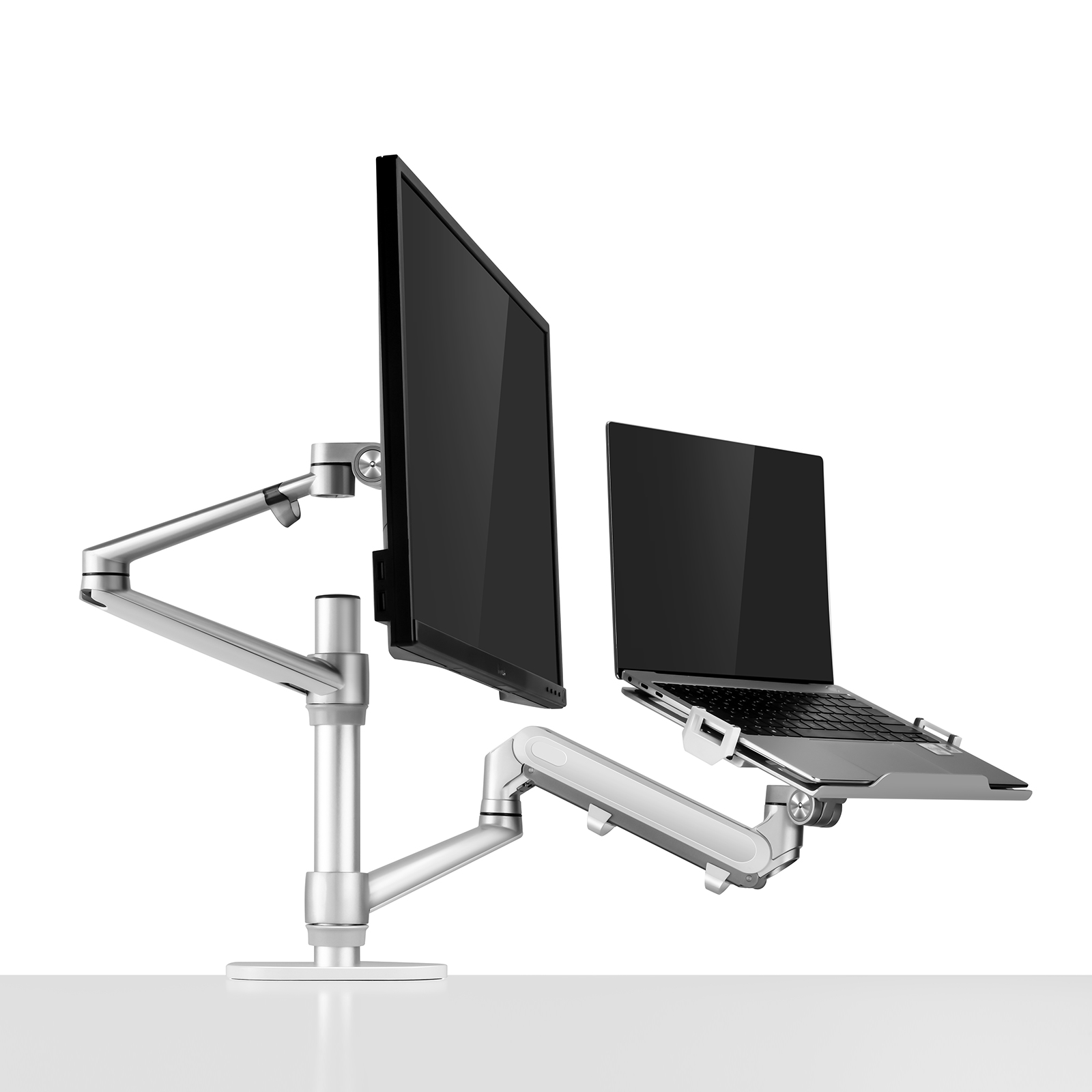 Flex Dual Monitor Arm with Laptop Tray- Gas Spring