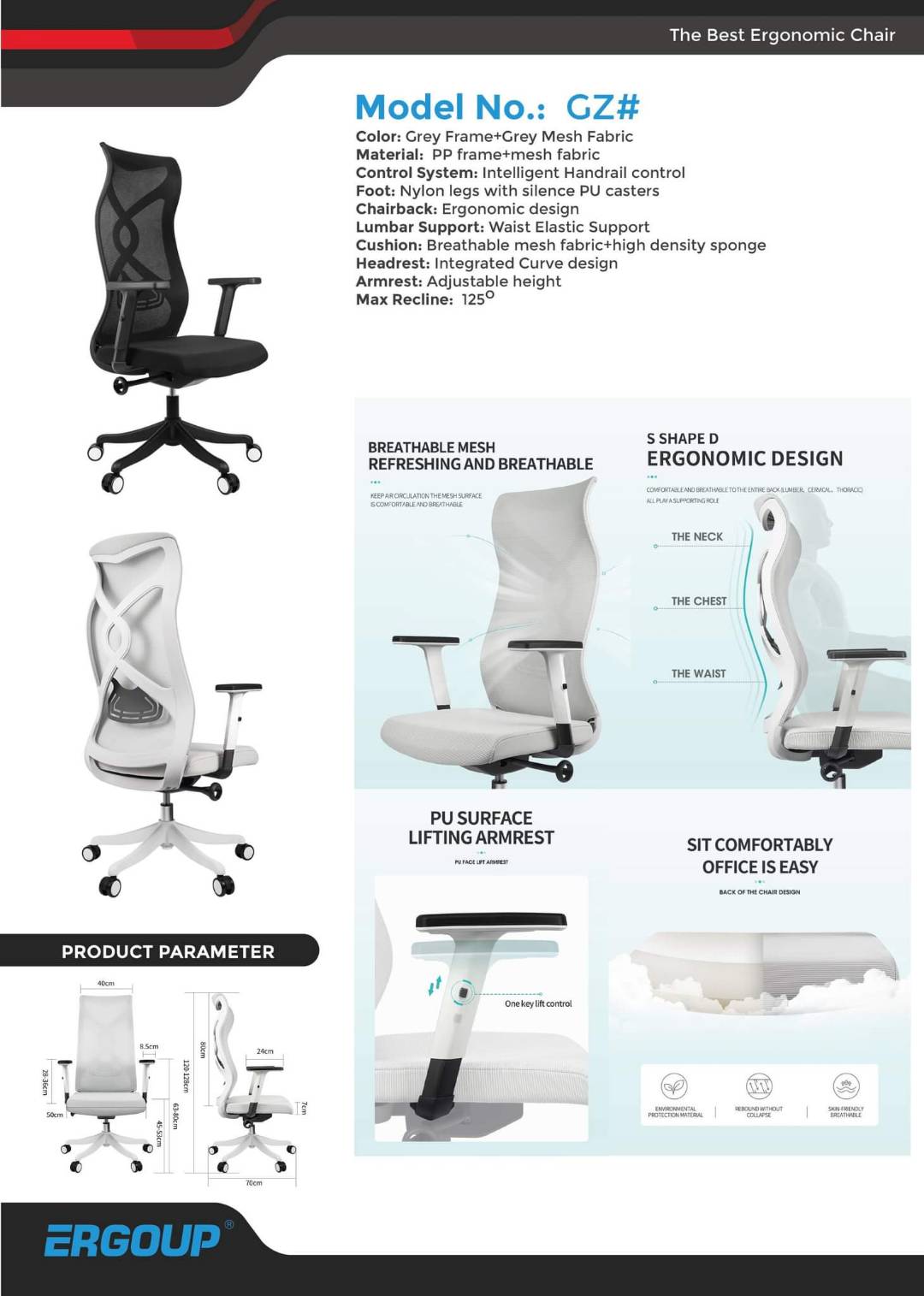 ErgoUP Elevating Leg Rest for Office Seat