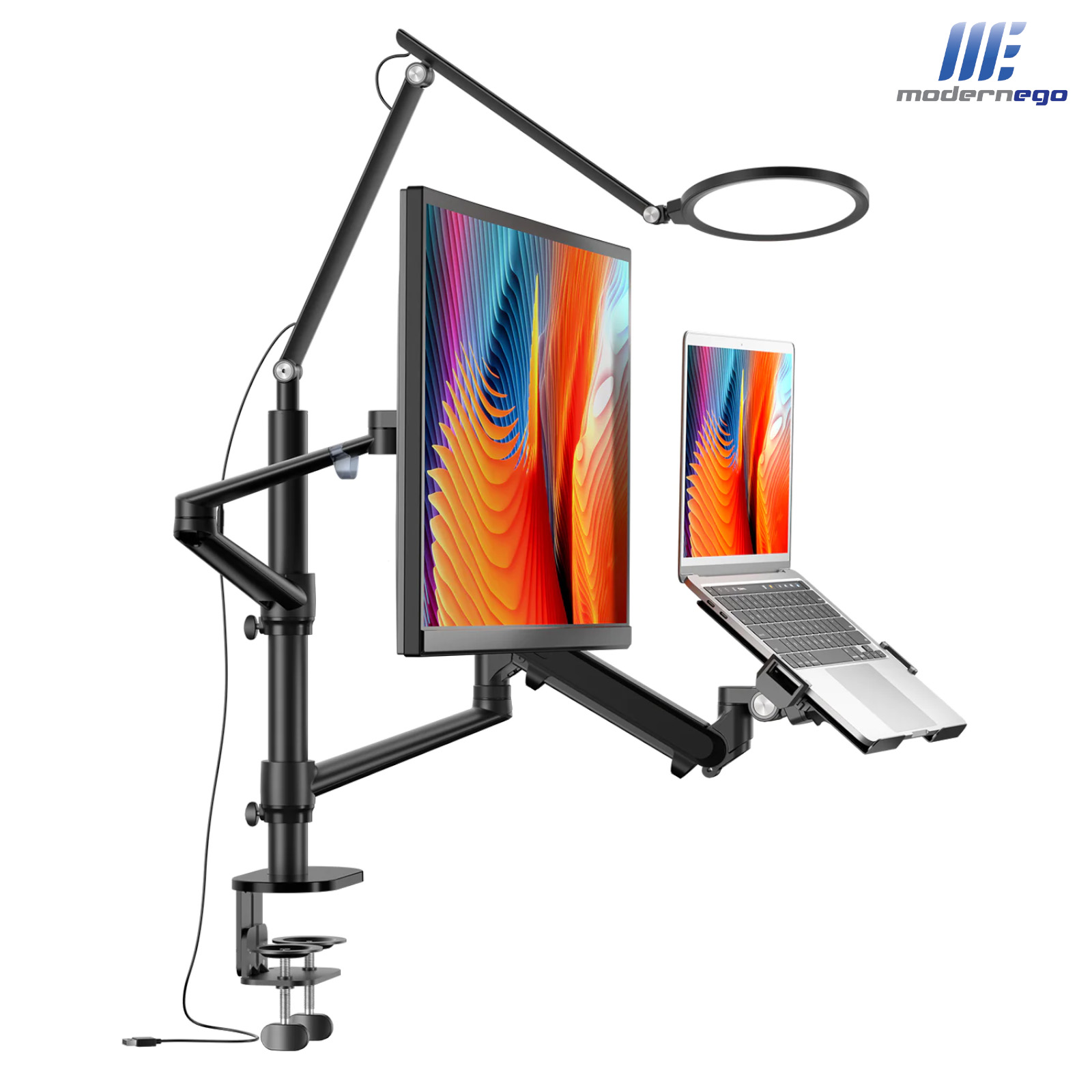 2 in 1 Hybrid Arms for Laptop & Monitor Stand with Light