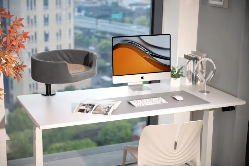thumbnail image 2 of Cat Bed Desk With Pet Mat, Cat Hammock For Desk, Cat Bed Desk With Pet Mat Cat Hammock For Desk Cat Bed Desk With Wooden Bowl 360 Rotation And 2 of 10